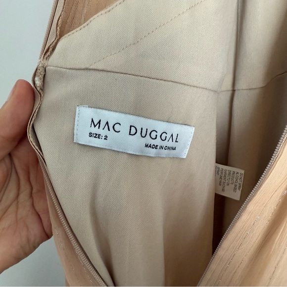 Mac Duggal Nude Beige Formal Floor Length Halter Chain Neck Dress 55822 Size 2 - Picture 10 of 14